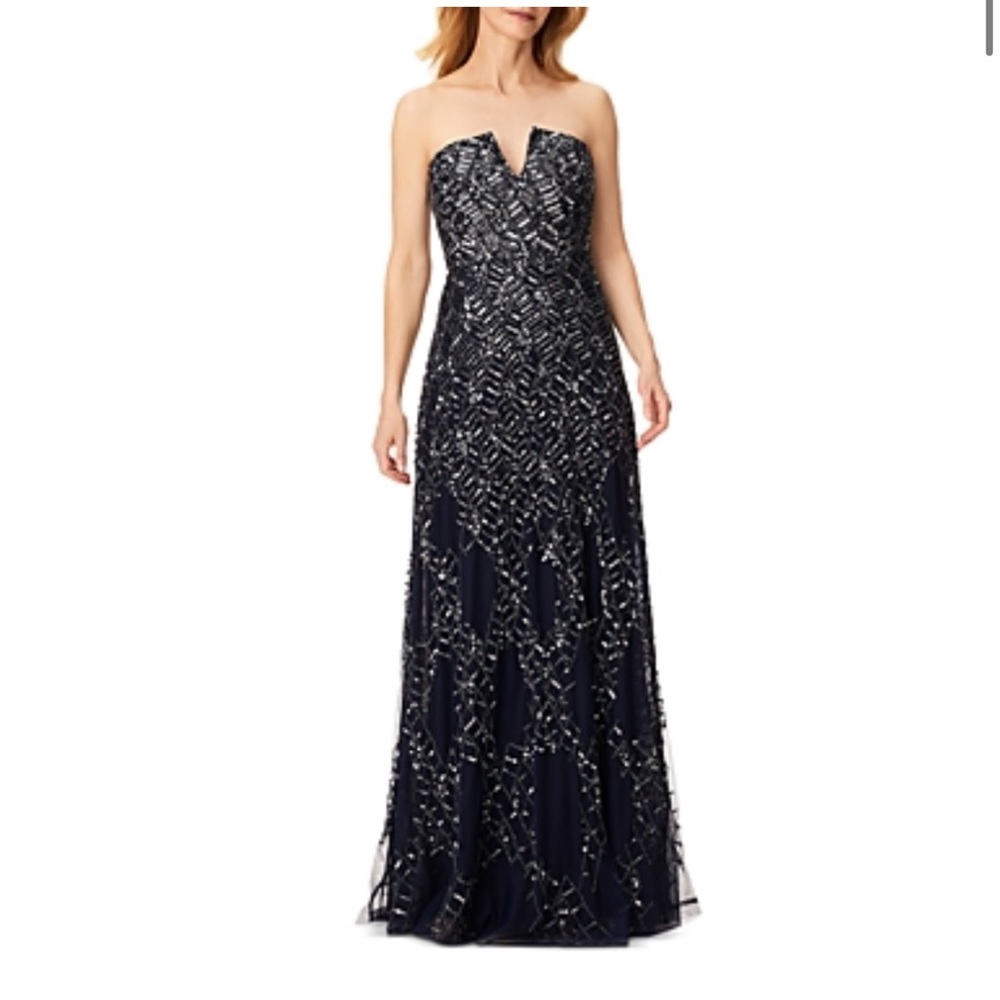 Adrianna Papel Beaded Strapless Gown prom Dress Sz 6